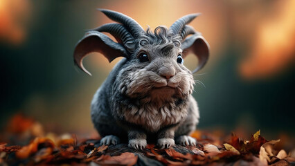 Mystical Horned Rabbit in Autumn Forest: A Cozy and Magical Wallpaper for Halloween