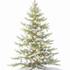 Fototapeta premium A gracefully aged Evergreen Christmas Tree stands alone without ornaments