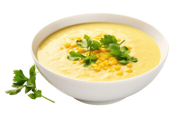 Creamy Sweet Corn Soup on Transparent Background