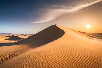 Fototapeta na wymiar the heart of the desert, an expansive sand dune landscape - AI Generative