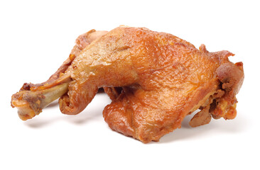 grilled chicken leg  on white background 