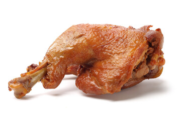 grilled chicken leg  on white background 