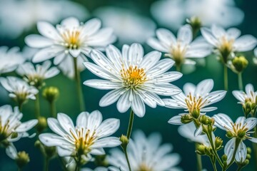 Fototapeta premium Close up little white flower in nature - AI Generative