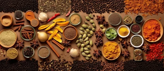 Rolgordijnen kitchen spices and poster background © Muhammad