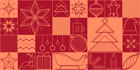 Christmas and holidays vintage background with icons