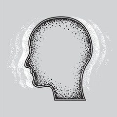 Human head icon, dots design. Mental health, concept of multiple personalities. Vector illustration, EPS 10.