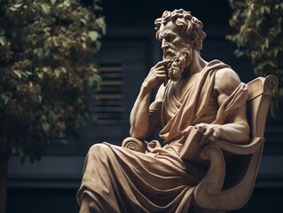 illustration of philosopher statue  , Generative ai - obrazy, fototapety, plakaty