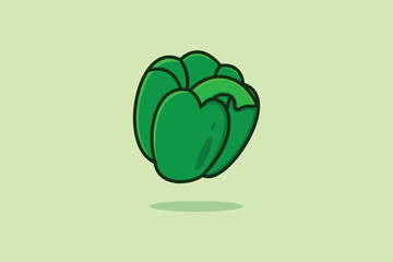 Green Bell Pepper vegetable vector illustration. Food nature icon concept. Garden fresh food vegetable bell pepper icon design.