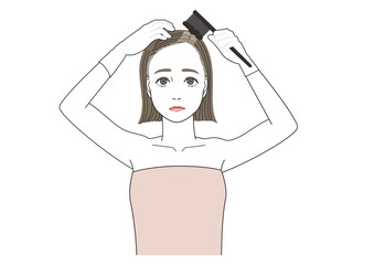 根本白髪を自分で染めている女性