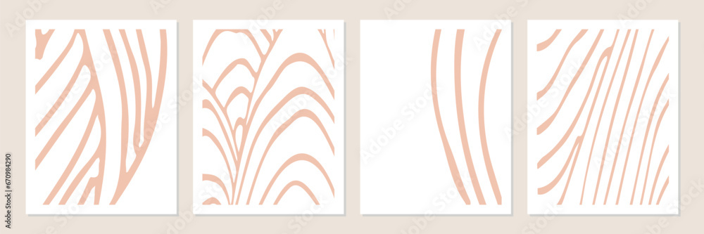 Poster set of vector organic abstract minimalist shapes in neutral colors.