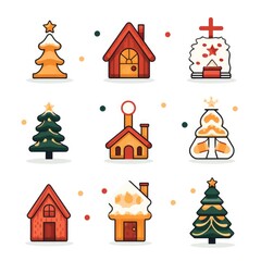 Fototapeta na wymiar Christmas icon set stock illustration