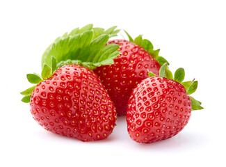 Fresh strawberry with leaves on white background