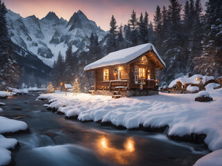 Fototapeta premium house in the snow 