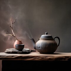 traditional tea ceremony, Japan, authentic ceramics, minimalism, Asian atmosphere - obrazy, fototapety, plakaty