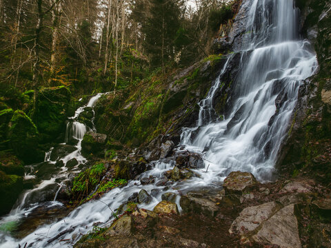 Cascade Hohwald, Bas-rhin, France, River Andlau in Alsace in the Bas-Rhin department of France Europe.