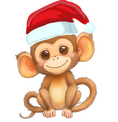 cute young monkey with santa hat
