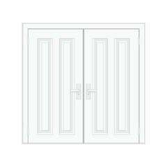 Closed white door in realistic style. Vector EPS 10