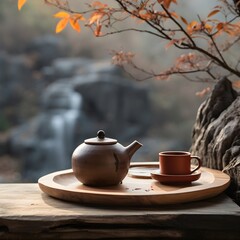 Obraz na płótnie Canvas traditional tea ceremony, Japan, authentic ceramics, minimalism, Asian atmosphere