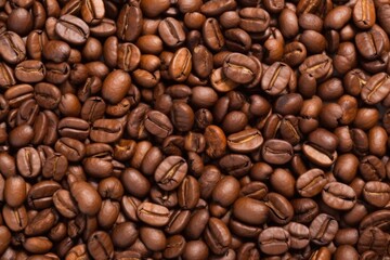 Fototapeta premium extreme close-up of brown roasted coffee bean texture