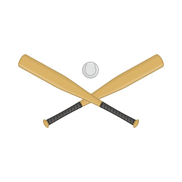 Crossed Baseball bat and ball icon in flat style. Logo template.