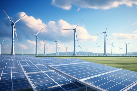 Electricity from solar panels, dams, and wind turbines