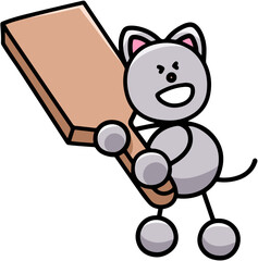 羽子板を持つにゃんまるのイラスト　猫
