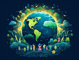 illustration of World Earth Day Background of Culture, Generative ai