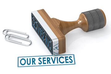 Rubber stamp with our services word