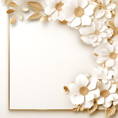 Fototapeta na wymiar Elite elegant wedding card mockup with gold flowers