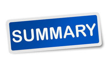 Summary square sticker isolated on white