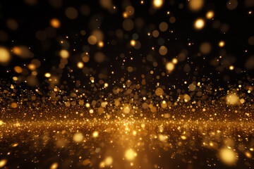 Fototapeta na wymiar Abstract image of festive gold glitter as a background. The image can be used as a background for a banner, for greeting cards for the New Year or other holidays.