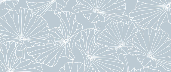 Floral blue background with water lily leaves. Vector background for decor, wallpaper, covers, cards and presentations. - obrazy, fototapety, plakaty