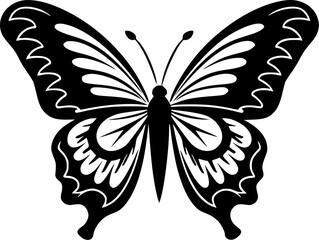 Butterfly - Black and White Isolated Icon - Vector illustration