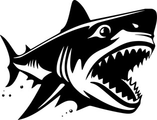 Obraz premium Shark - Black and White Isolated Icon - Vector illustration