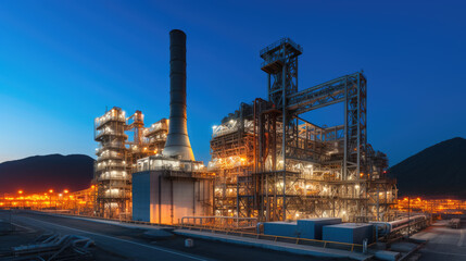 Combined cycle power plant at twilight