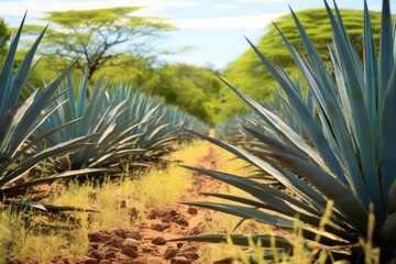close-up of ripe blue agave plants ready for harvest