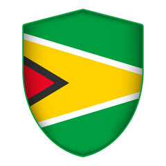 Fototapeta premium Guyana flag in shield shape. Vector illustration.