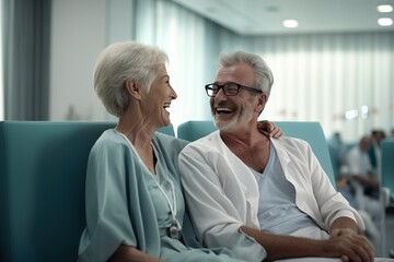 Senior Couple Enjoying and smile happy Memories and Staying Healthy, in the living room