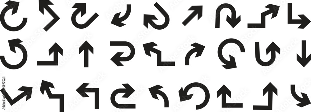 Poster abstract set of way direction arrow. collection of way sign, road navigation arrows, direction mark,