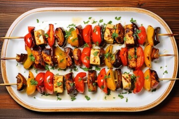 chilled tofu skewers marinated in lemon-soy sauce