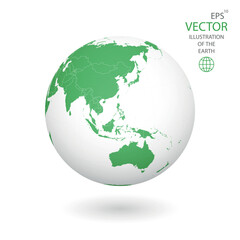 Earth illustration. Each country has its own autonomous border and background color fill, which gives the opportunity to select the desired part from the rest of the content. Objects are isolated.