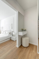 Minimalist hallway with modern interior design in contemporary apartment.