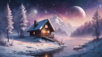house in the snow 