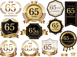 高級感のある65周年記念のエンブレムセット　ゴールド