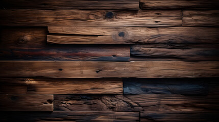 Dark wooden texture. Rustic three-dimensional wood texture. Wood background. Modern wooden facing background, Surface of the old brown wood texture. - obrazy, fototapety, plakaty