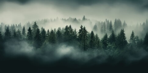 Enchanting Misty Forest Panorama