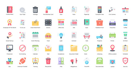 Office Flat Icons Work Employee Worker Iconset 
50 Vector Icons