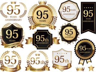 高級感のある95周年記念のエンブレムセット　ゴールド