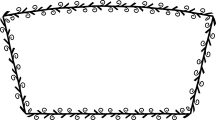 Spiral leaves Branch Rectangle Frame laurel wreath silhouette black horizontal vintage frames flower floral leaf border Botanical Branches ornate leaf Elements design border retro badge decoration iso