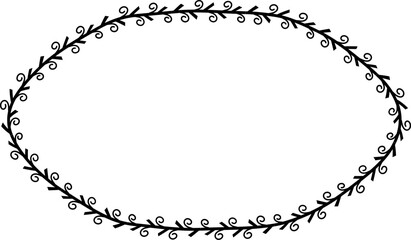 Spiral leaves Branch Rectangle Frame laurel wreath silhouette black horizontal vintage frames flower floral leaf border Botanical Branches ornate leaf Elements design border retro badge decoration iso